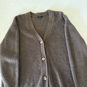 Quince Mongolian Cashmere Oversized Boyfriend Cardigan Sweater